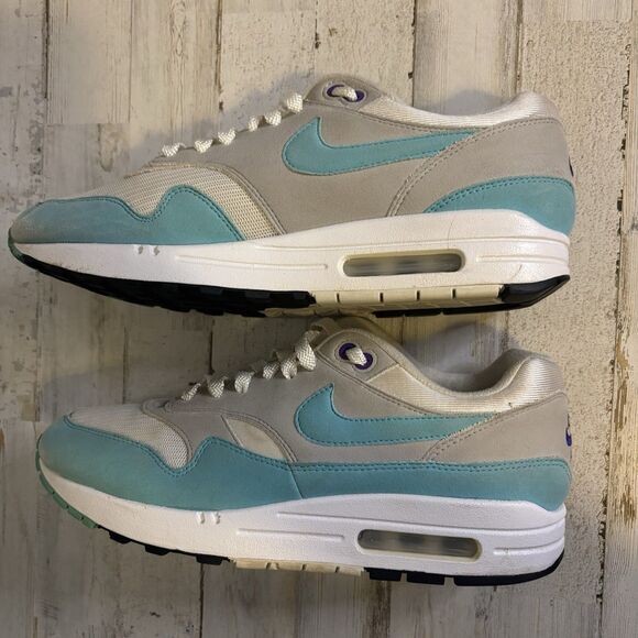 Nike Men’s 8 Air Max 1 OG Anniversary Aqua Sneakers Blue/Purple Sneaker LTD - Picture 2 of 14